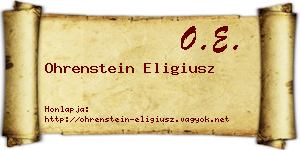 Ohrenstein Eligiusz névjegykártya